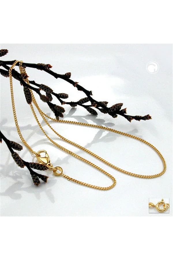 Necklace 1.2mm Flat Curb Chain Diamond Cut Gold Plated Amd 50cm - GL201351-50
