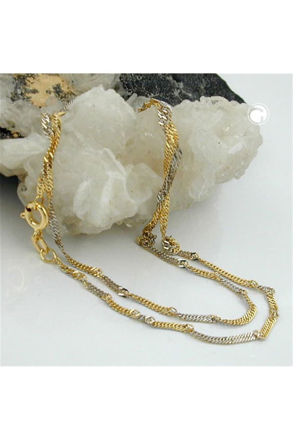 Necklace 1.8mm Singapore Chain Bicolor 9kt Gold 45cm - GL518005-45