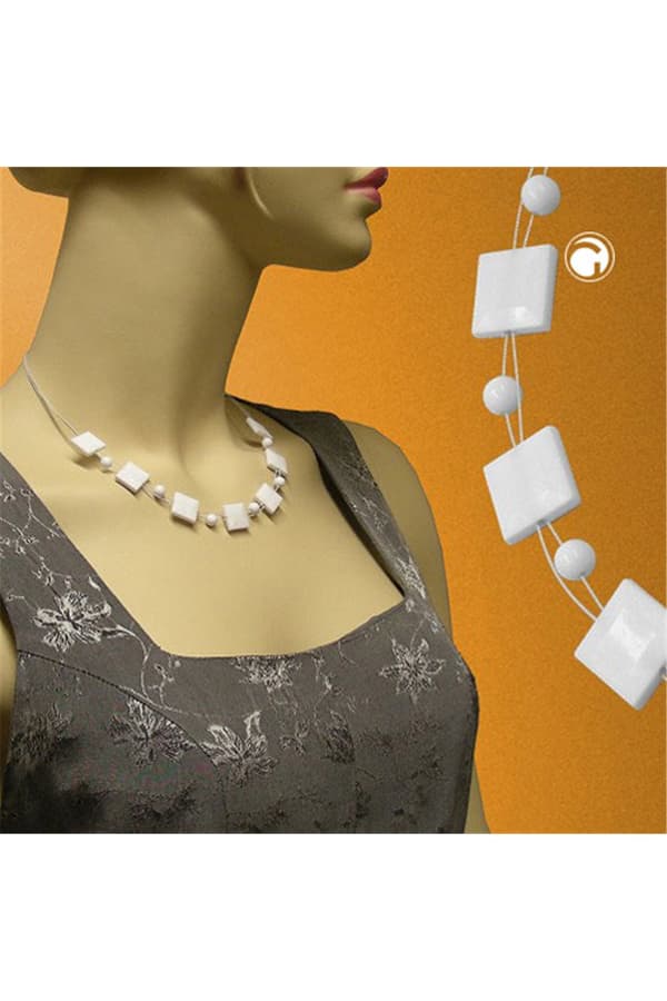 Necklace Square White-Shiny 45cm - GL07440
