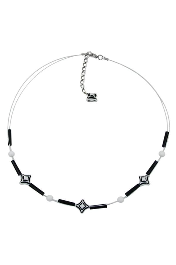 Necklace Cube Beads Black White - GL07439
