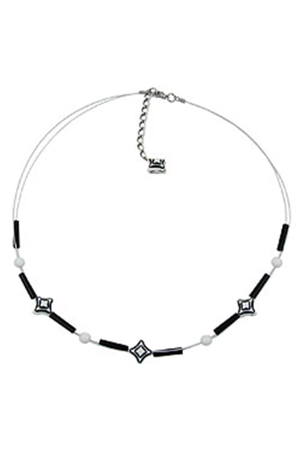 Necklace Cube Beads Black White - GL07439