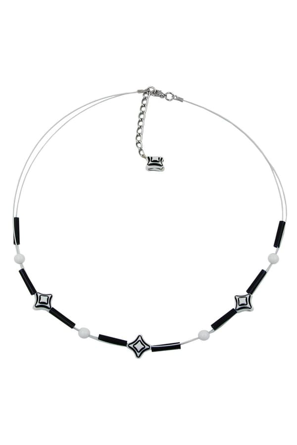 Necklace Cube Beads Black White - GL07439