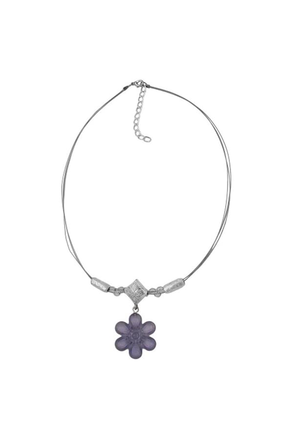 Necklace Flower Pendant Grey - GL07027