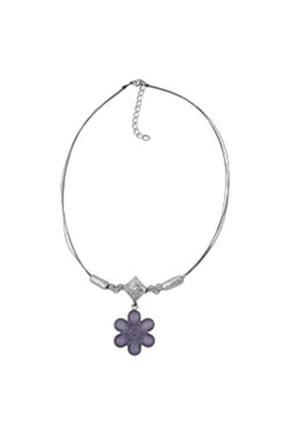 Necklace Flower Pendant Grey - GL07027