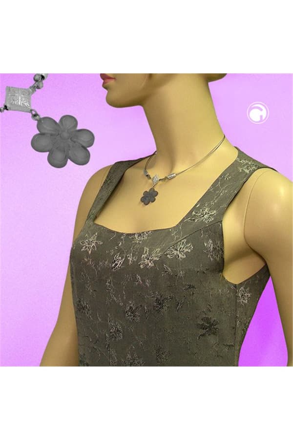 Necklace Flower Pendant Grey - GL07027