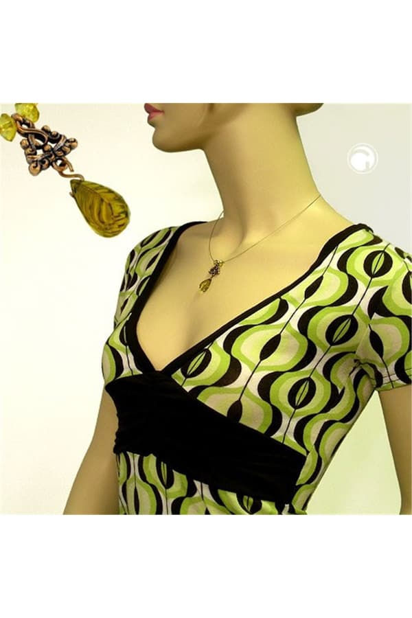 Necklace Pendant Faceted Drop Bead Olive Green - GL06974