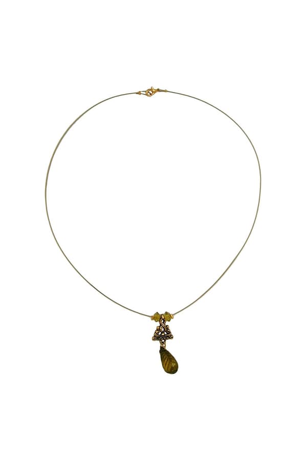 Necklace Pendant Faceted Drop Bead Olive Green - GL06974