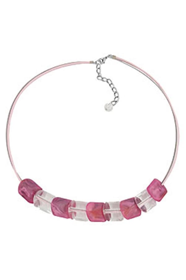 Necklace Beads Pink-Marbeled 45cm - GL02972