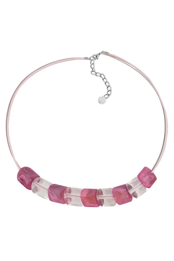 Necklace Beads Pink-Marbeled 45cm - GL02972