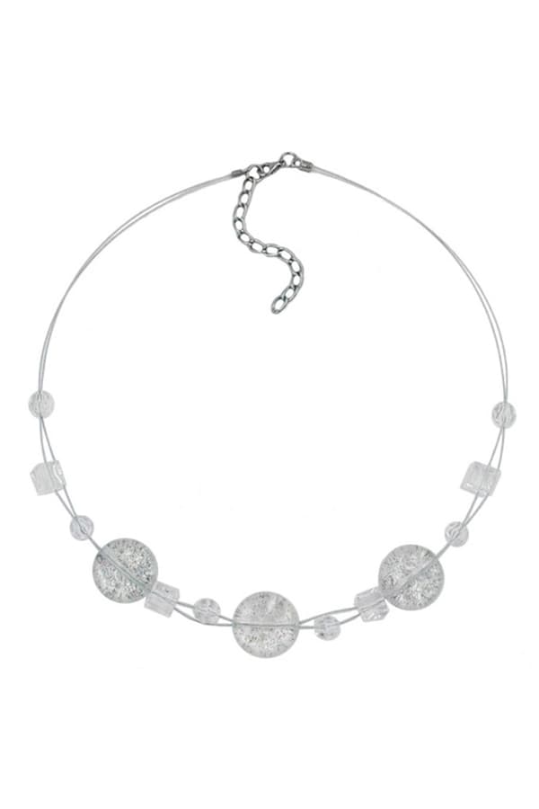 Necklace 3x Disk White Glitter - GL02840
