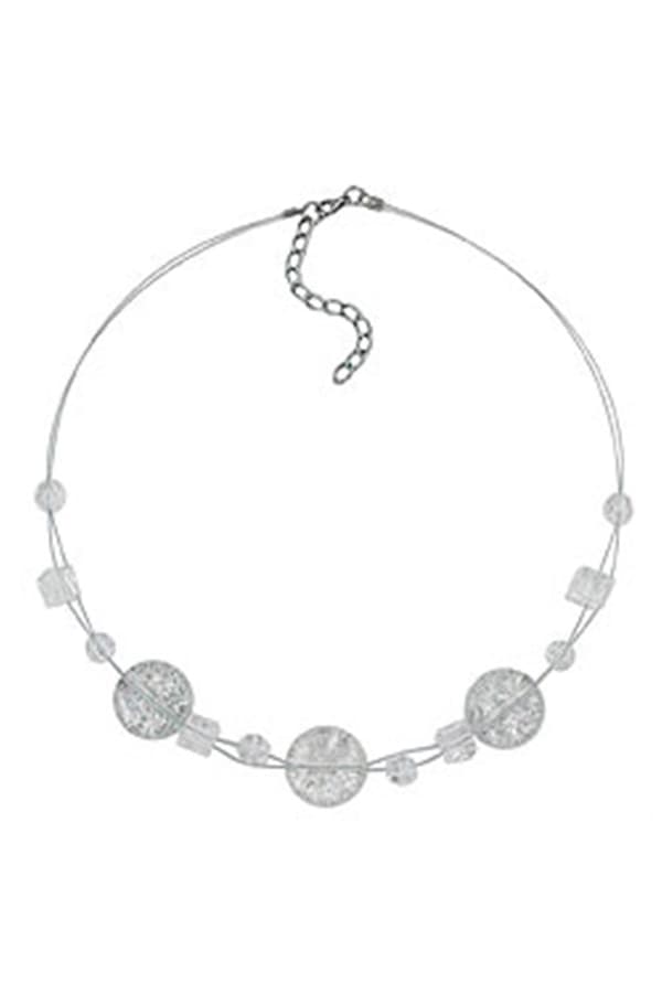 Necklace 3x Disk White Glitter - GL02840