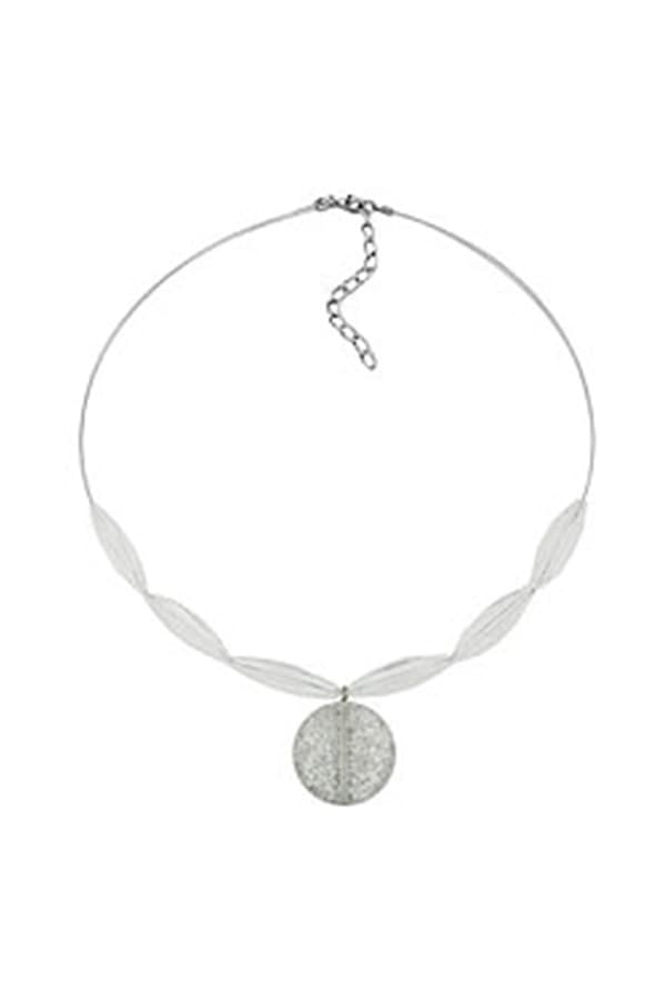 Necklace Disk White Glitter - GL02839