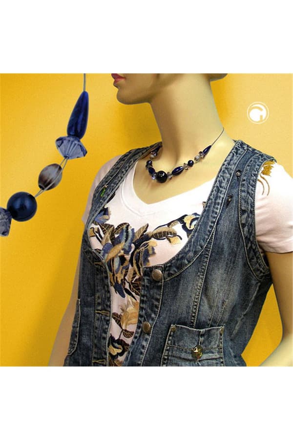 Necklace Blue Beads 45cm - GL02804