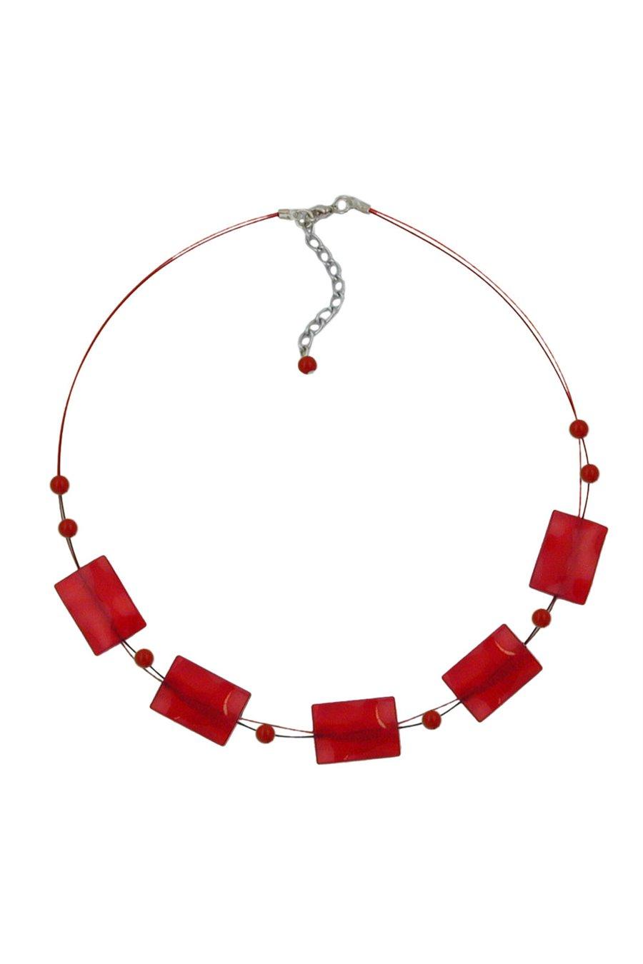 NECKLACE RECTANGLE BEADS SILKY-RED