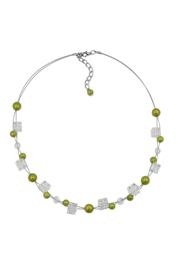 Necklace Green-Olive-Silky Beads - GL02468