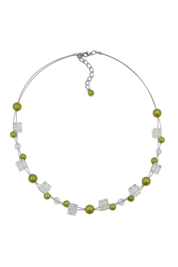 Necklace Green-Olive-Silky Beads - GL02468