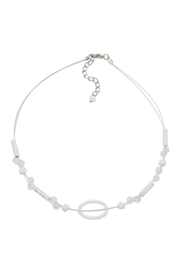 Necklace White Oval Ring Transparent - GL02398