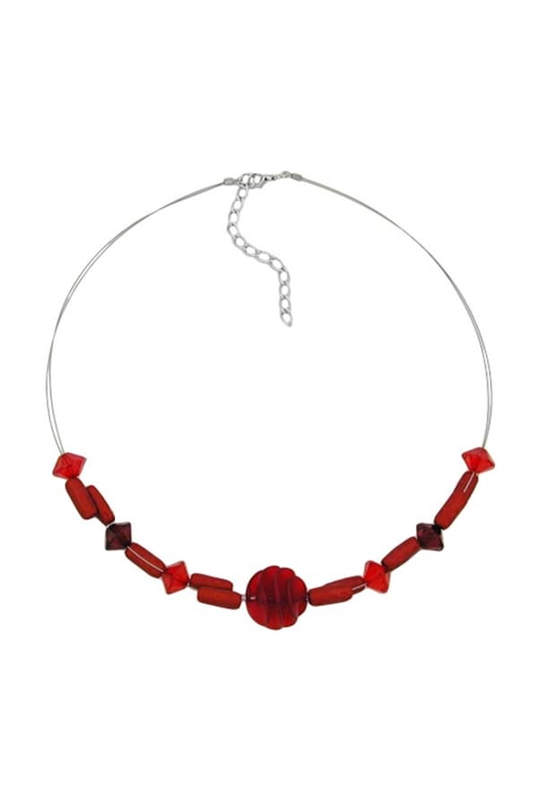 Necklace Various Shaped Red Beads - GL00452