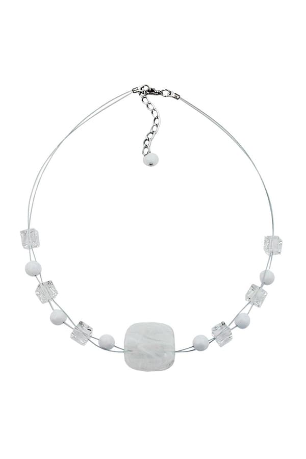 Necklace White-Transparent 42cm - GL02359
