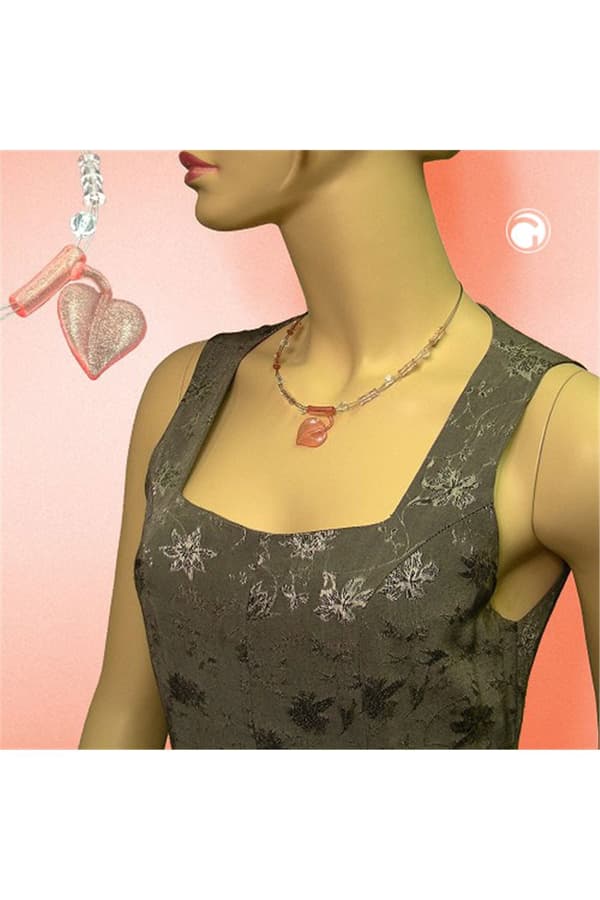 Necklace Leaf Pendant Pink - GL02317