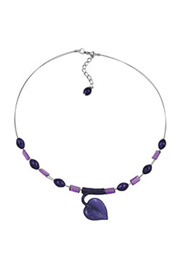 Necklace Leaf At Tube Lilac - GL02315
