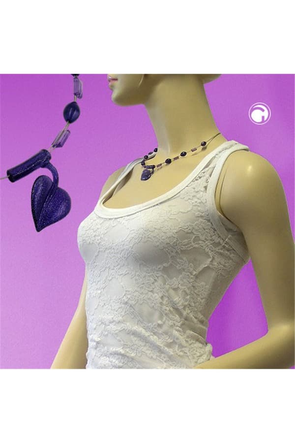 Necklace Leaf At Tube Lilac - GL02315