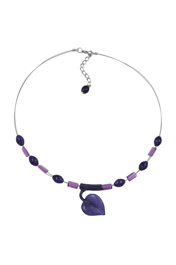 Necklace Leaf At Tube Lilac - GL02315