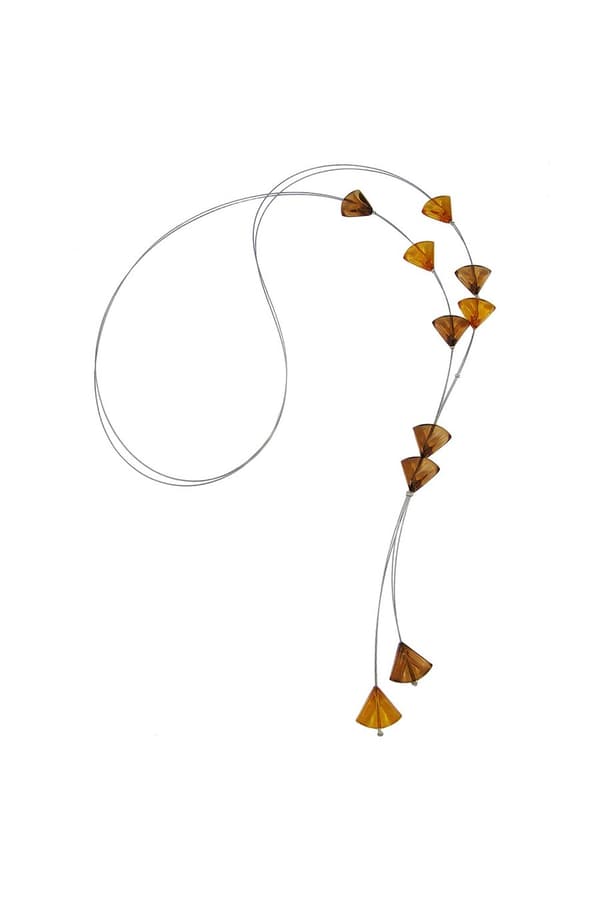 Necklace Triangle Beads Brown Transparent - GL02302