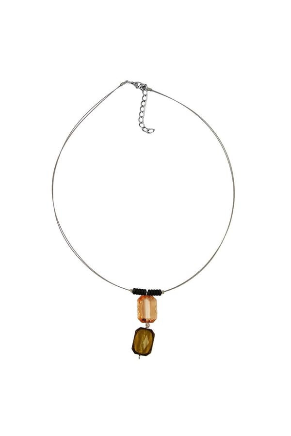 Necklace Square Pendants Champagne Olive Coloured - GL02295