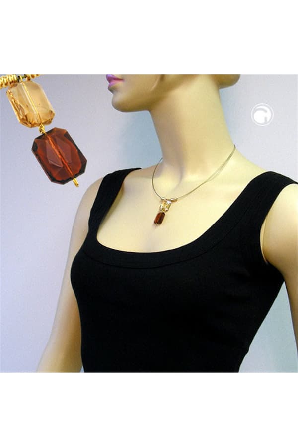 Necklace Square Pendants Brown Gold Coloured - GL02298