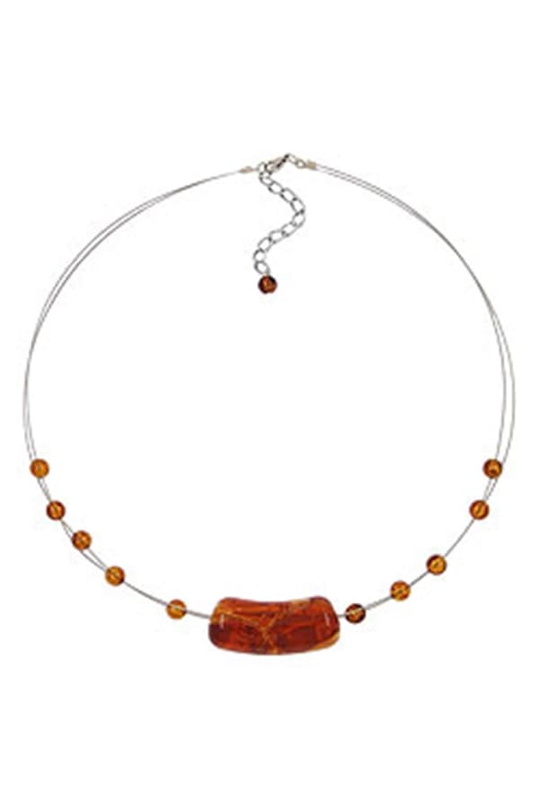 Necklace Tubes And Beads Brown 45cm - GL02271
