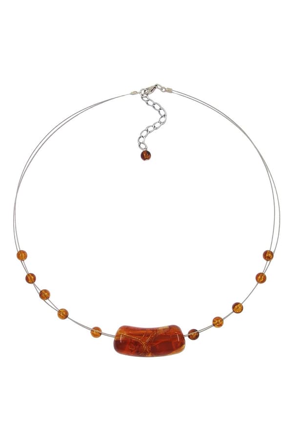 Necklace Tubes And Beads Brown 45cm - GL02271