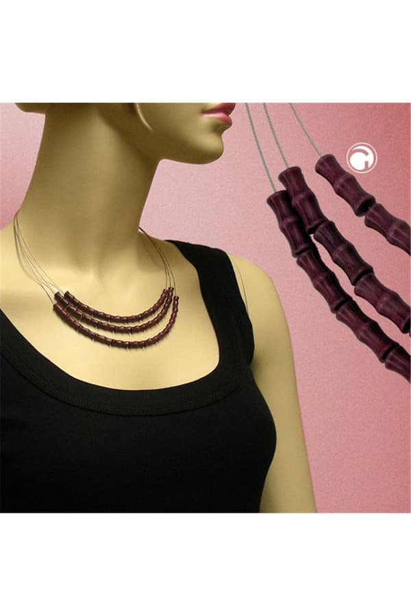 Necklace Three Rows Purple - GL02256
