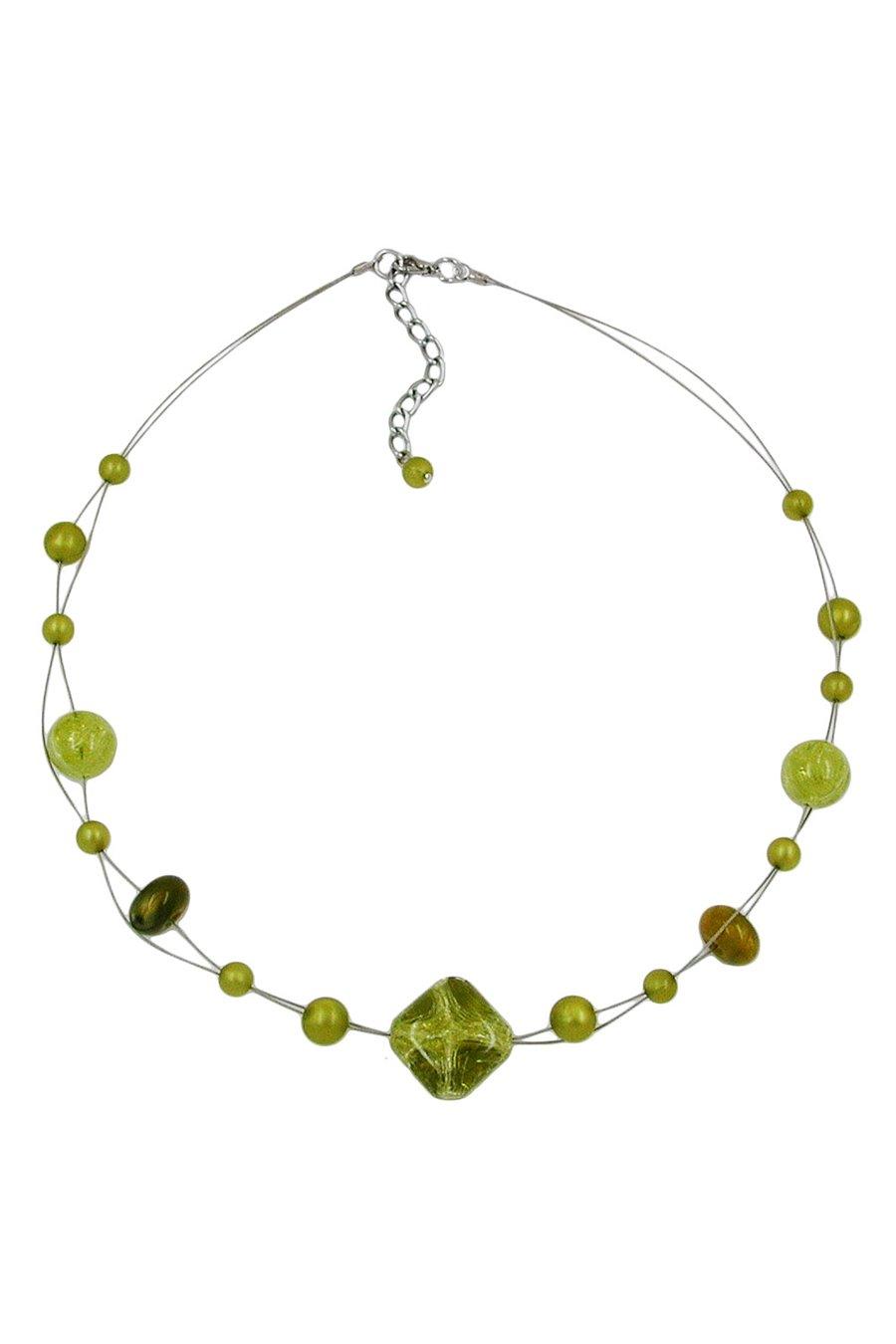 NECKLACE BEADS GREEN-OLIVE 45CM