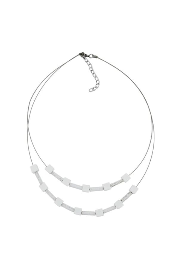 Necklace White Beads Matt - GL01922