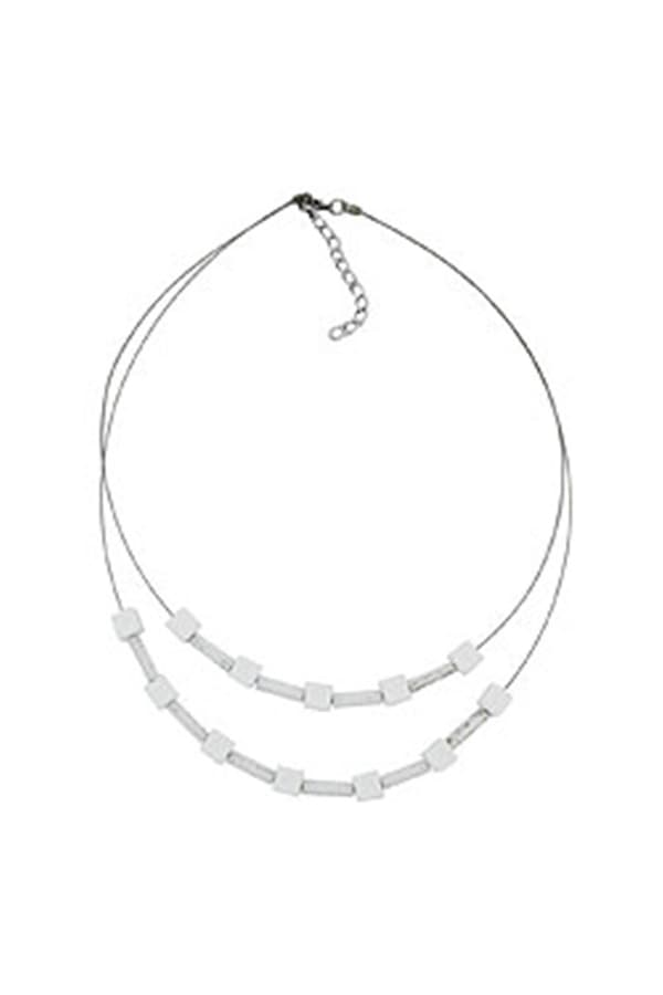 Necklace White Beads Matt - GL01922