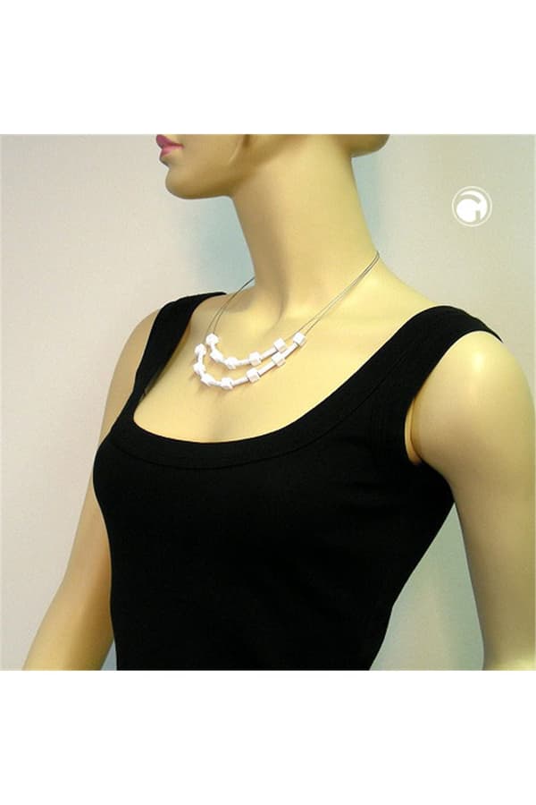 Necklace White Beads Matt - GL01922