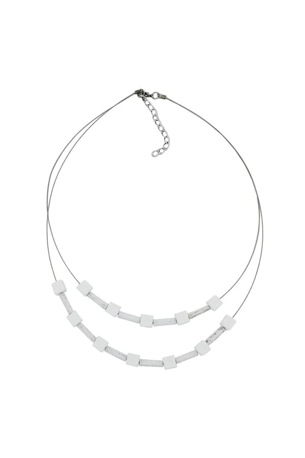 Necklace White Beads Matt - GL01922