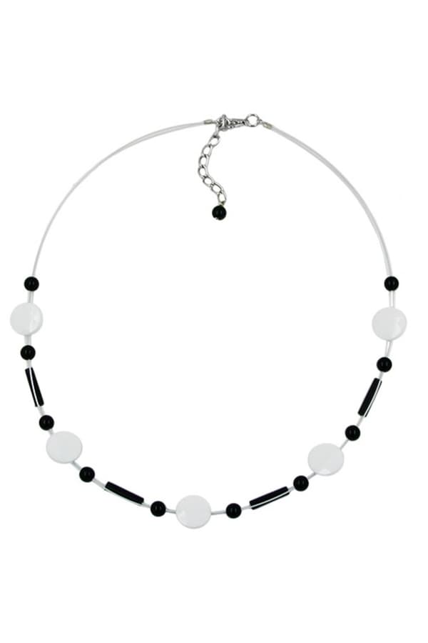 Necklace Beads White-Black - GL01887