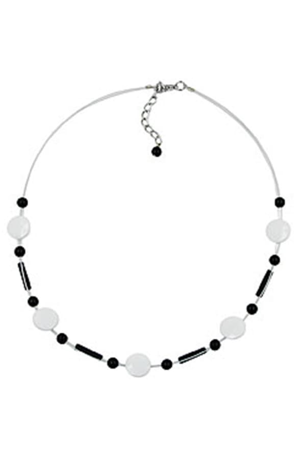 Necklace Beads White-Black - GL01887