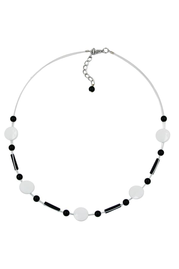 Necklace Beads White-Black - GL01887
