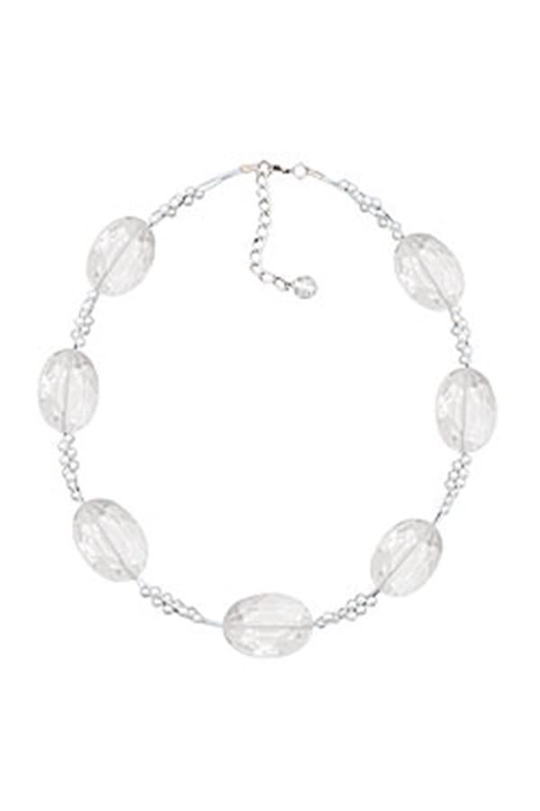 Necklace Large Faceted Plastic Beads Transparent Tiny Beads Pearly White - GL01309