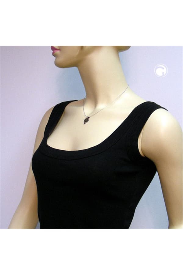 Necklace Leaf Pendant Red Beads - GL06971