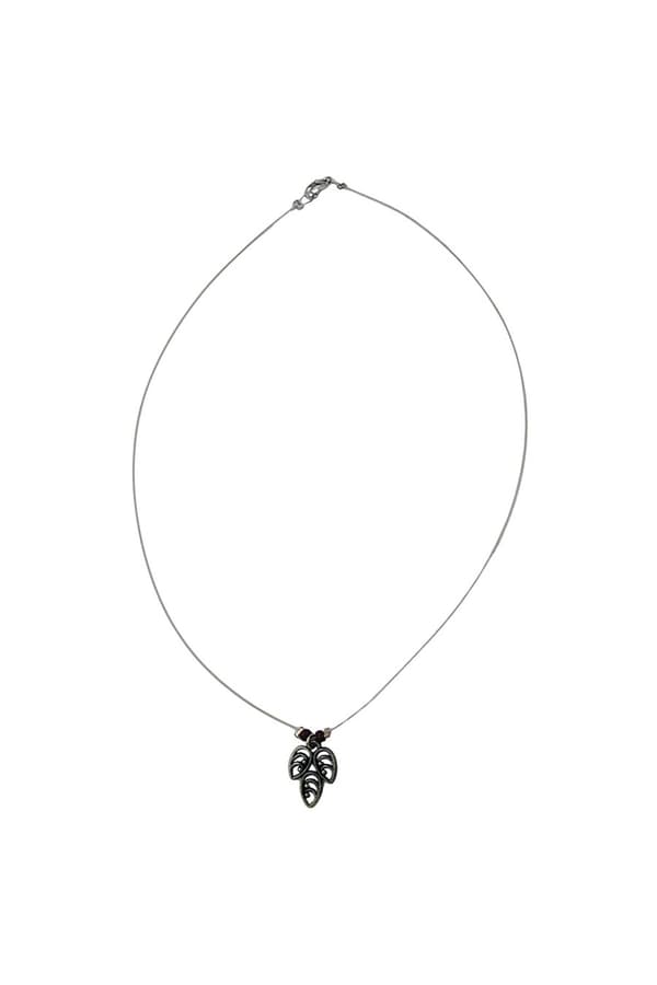Necklace Leaf Pendant Red Beads - GL06971