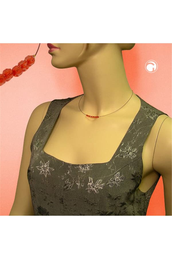 Necklace Glass Beads Red - GL06984