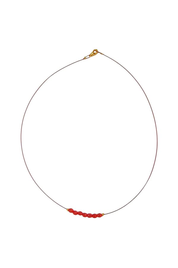 Necklace Glass Beads Red - GL06984