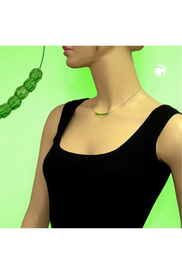 Necklace Glass Beads Green - GL06965