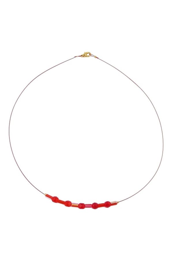Necklace Glass Beads Red - GL06963
