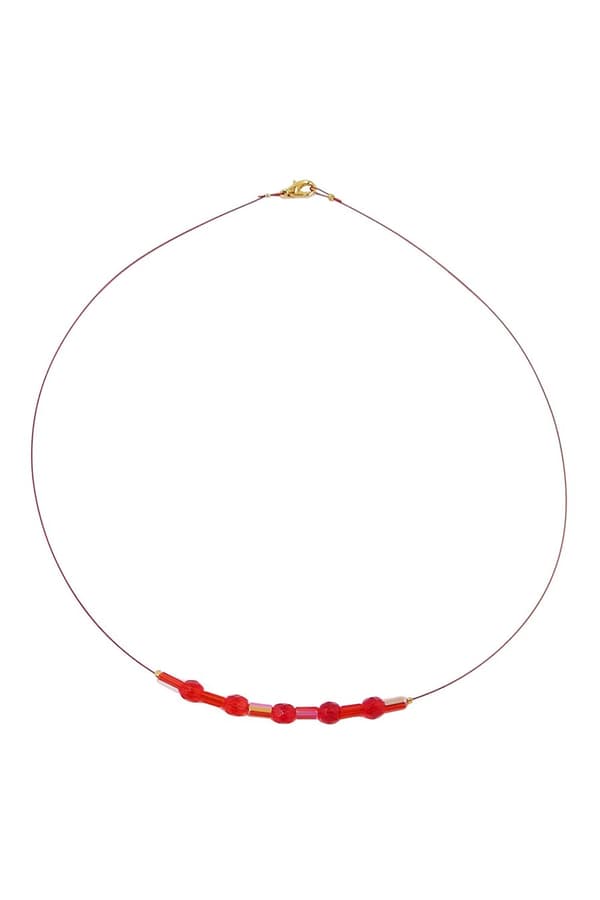 Necklace Glass Beads Red - GL06963