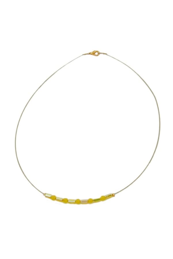 Necklace Glass Beads Yellow Mirrored - GL06962